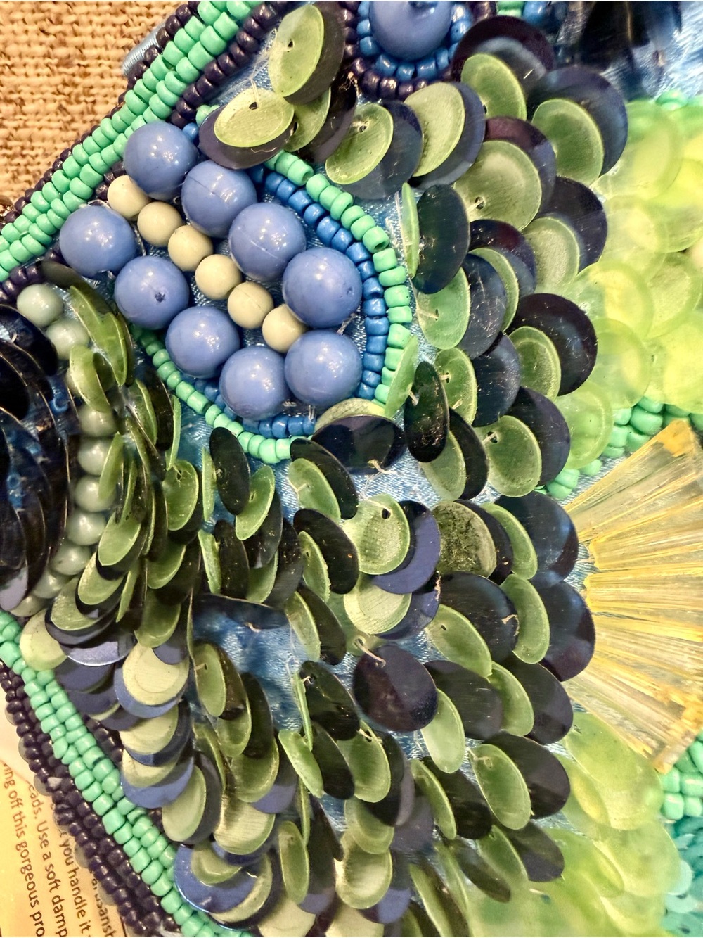 T.J.Maxx Teal, Lime & Navy Embellished Fish Crossbody Bag - Picture 4 of 6